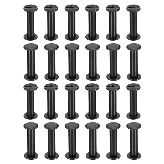 24 Sets Chicago Screws, 20mm L Galvanized Iron Chicago Screw Phillips Binding Post Screw Rivets for Leather Belt Scrapbook Photo Albums, Black