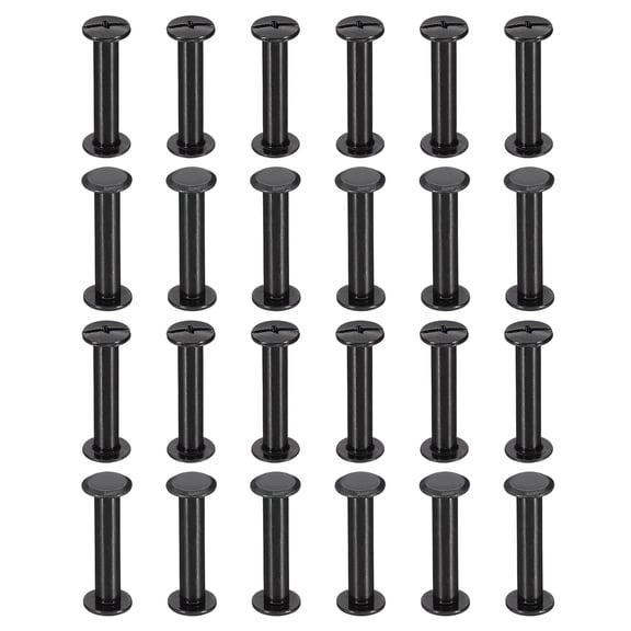 24 Sets Chicago Screws, 26mm L Galvanized Iron Chicago Screw Phillips Binding Post Screw Rivets for Leather Belt Scrapbook Photo Albums, Black