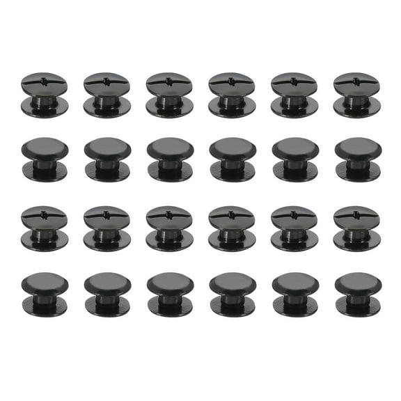 24 Sets Chicago Screws, 4mm L Galvanized Iron Chicago Screw Phillips Binding Post Screw Rivets for Leather Belt Scrapbook Photo Albums, Black