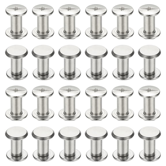 24 Sets Chicago Screws, 5x10mm(DxH) Chicago Screws Phillips Binding Post Screw Bolts Leather Rivets 304 Stainless Steel Fasteners for Leather Belt Scrapbook Photo Albums, Silver