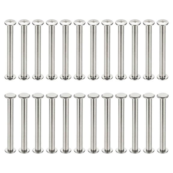 24 Sets Chicago Screws, 5x50mm(DxH) Chicago Screws Phillips Binding Post Screw Bolts Leather Rivets 304 Stainless Steel Fasteners for Leather Belt Scrapbook Photo Albums, Silver