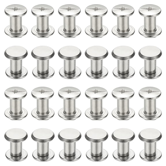 24 Sets Chicago Screws, 5x8mm(DxH) Chicago Screws Phillips Binding Post Screw Bolts Leather Rivets 304 Stainless Steel Fasteners for Leather Belt Scrapbook Photo Albums, Silver