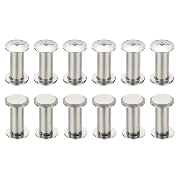 24 Sets Chicago Screws, 8x20mm(DxH) Chicago Screws Phillips Binding Post Screw Bolts Leather Rivets 304 Stainless Steel Fasteners for Leather Belt Scrapbook Photo Albums, Silver