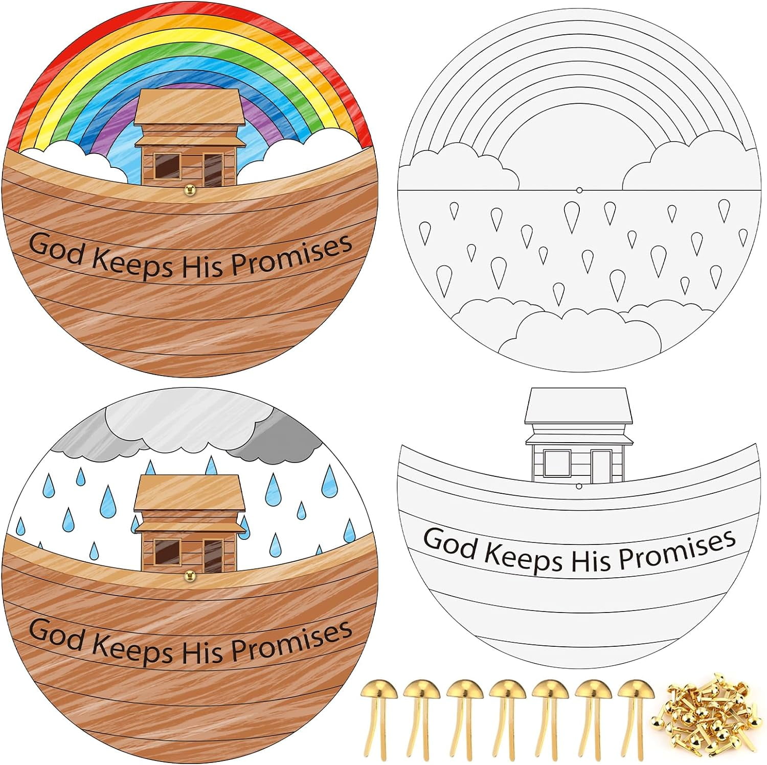 24 Sets Color Your Own God Keeps His Promises Wheel, Make 24 Noah'S Ark ...