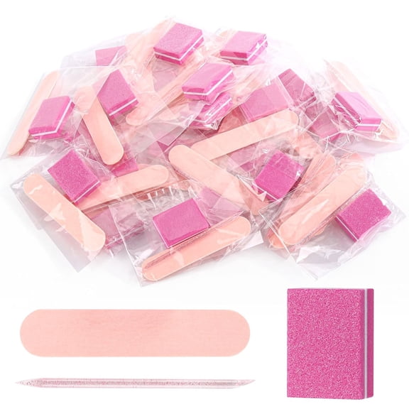 24 Sets Disposable Manicure Kit, Individually Package Nail Kit,Manicure Set with Mini File,Mini Buffer,Nail Stick for Salon Home