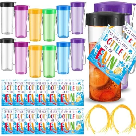 24 Sets End of Year Gifts for Students Water Bottles Bulk Colorful Sports Water Bottles, Summer Graduation Student Gifts, Sports Cups from Teachers with Handle Straps Pool Beach Gym School
