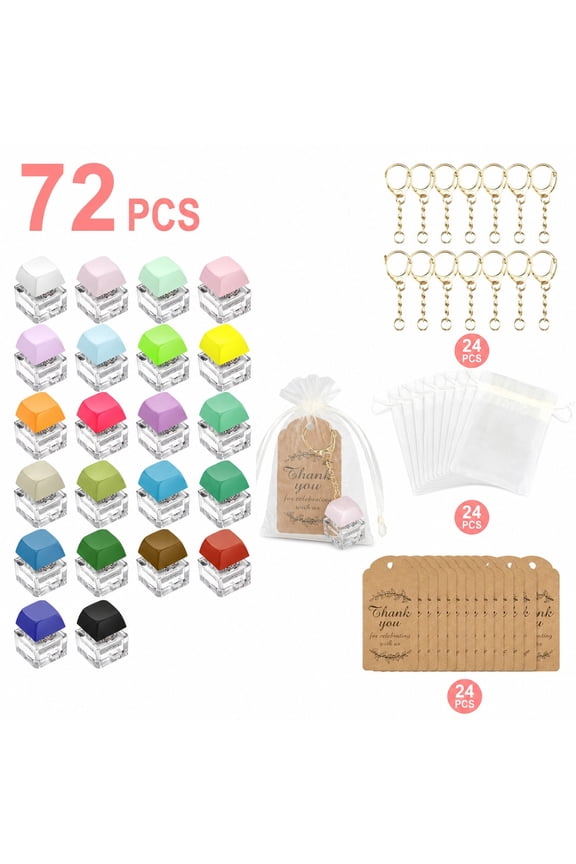 24 Sets Keyboard Clicker Keychain Pack, Mechanical Keycap Keychains with Gift Bags and Thank You Cards, Colorful Desk Accessories for Adults, Office Events, Employee Appreciation and Gatherings