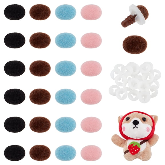 24 Sets Plastic Safety Noses 4 Colors Animal Safety Noses Flocky Craft Nose for making
