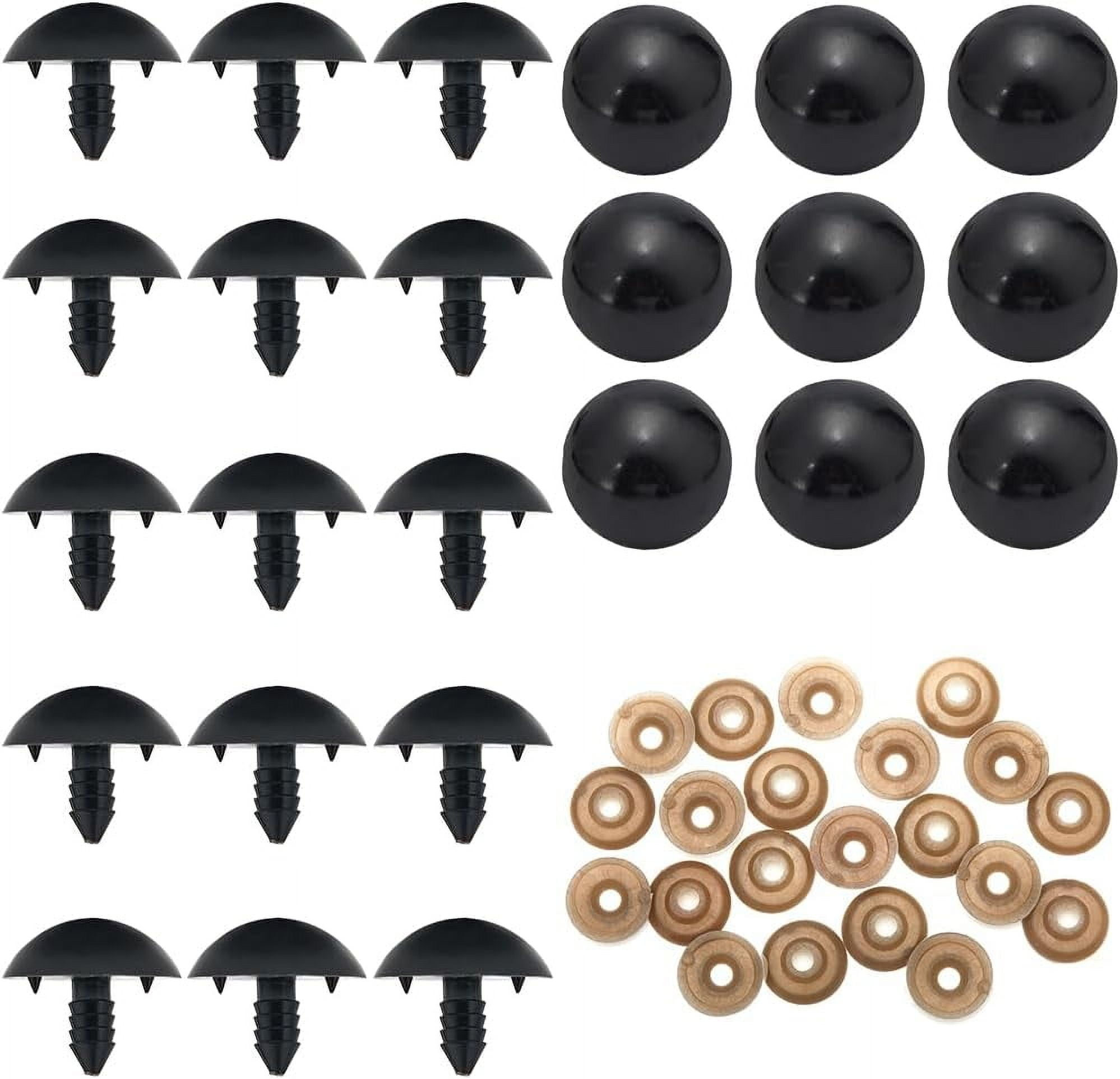 Sunshine 120 Pcs 20-24mm Large Safety Eyes Black Plastic Eyes For Big Stuffed Crochet Animal Crafts Doll Making