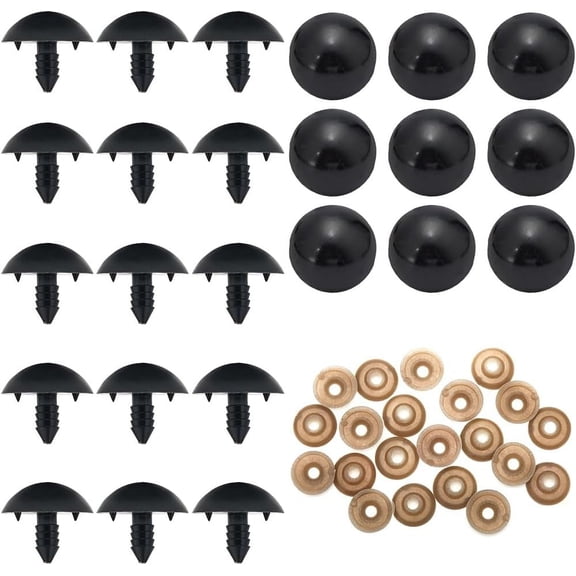 24 Sets Resin Doll Eyes 20mm/0.8" Large Safety Eyes with Washers Half Round Black Bear Eyeball for Plush Stuffed Animal Amigurumi Crochet Dolls Teddy Dog Crafts Making Supplies