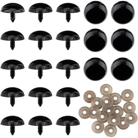 24 Sets Resin Eyes 29mm/1.14" Safety Eyes with Washers Half Round Black Bear Eyeball for Plush Stuffed Animal Amigurumi Crochet Dolls Teddy Dog Crafts Making Supplies Mixed Color