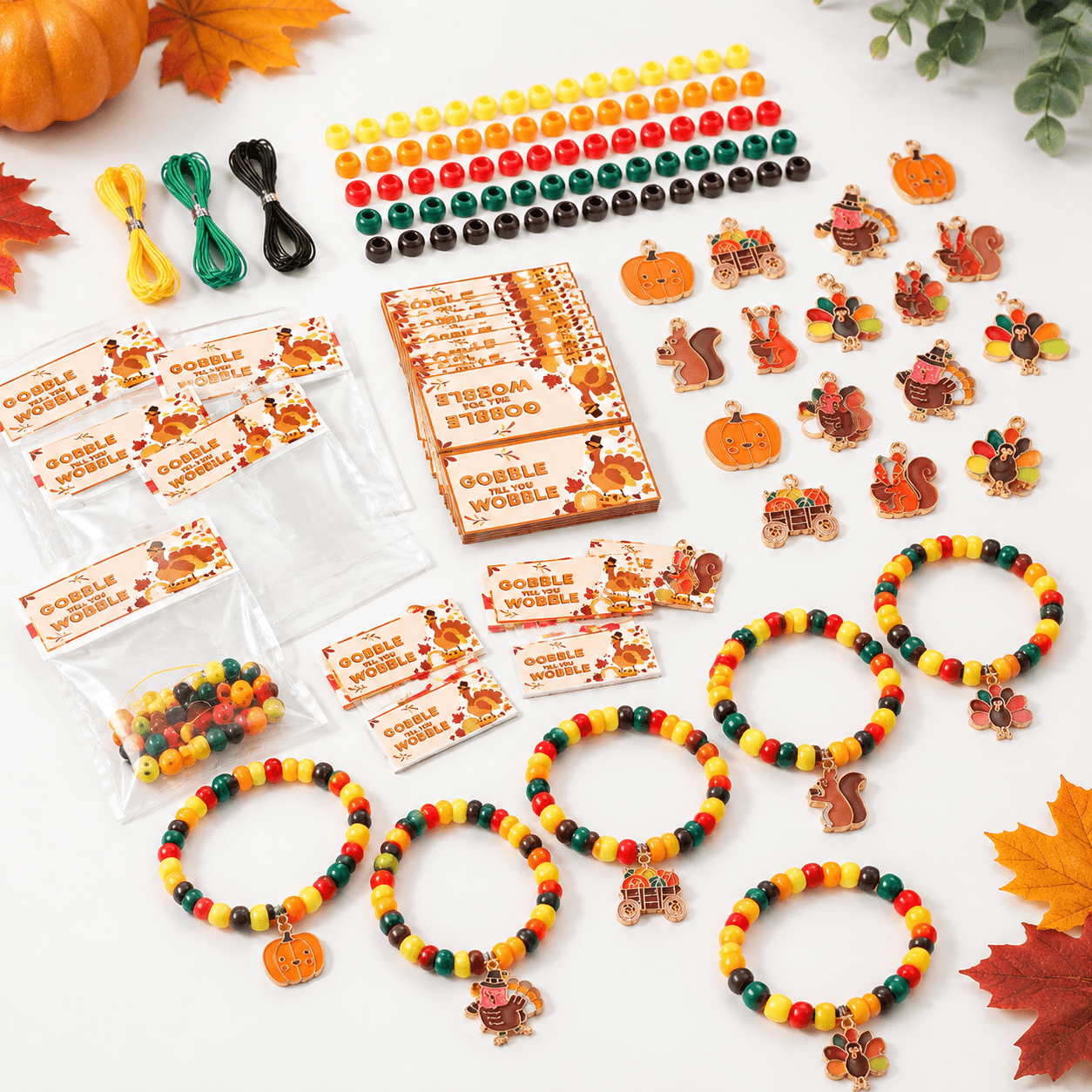 24 Sets Thanksgiving Fall Beads Bracelets Craft Kit Diy - Walmart.com