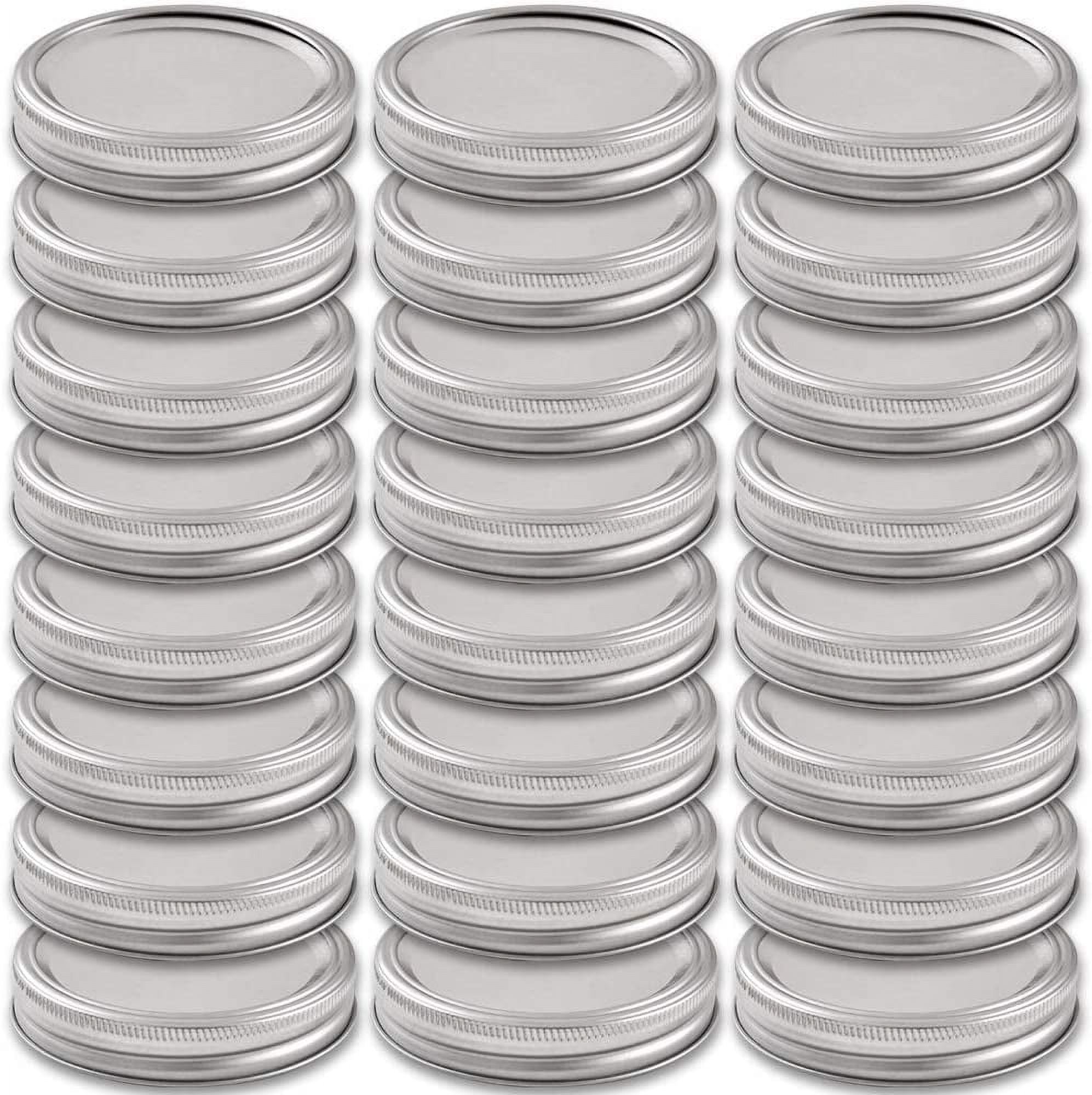 24 Sets Wide Mouth Mason Jar Lids and Bands Reusable Metal Canning