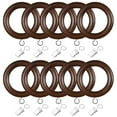 thumbnail image 1 of 24 Sets Wooden Curtain Rings with Clips, Black Walnut Curtain Rod Rings with Stainless Steel Hooks for 1 in Curtain Rods, Wooden Drape Rod Accessories for Drapes and Curtains, 1 of 5