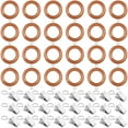 thumbnail image 1 of 48 Pcs Wood Curtain Rings with Clips Set, 24 Teak Rings with Hooks & 24 Silver Clips, 1.77 in Inner Diameter Drapery Rings for Curtain Rods, 1 of 6