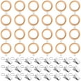 thumbnail image 1 of 48 Pcs Wooden Curtain Rod Rings with Clips Set, 24 Wooden Rings with Stainless Steel Hooks 1.81 in, 24 Metal Drapery Clips, Farmhouse Style, 2.76 in OD, Wood Color, Silver, 1 of 6