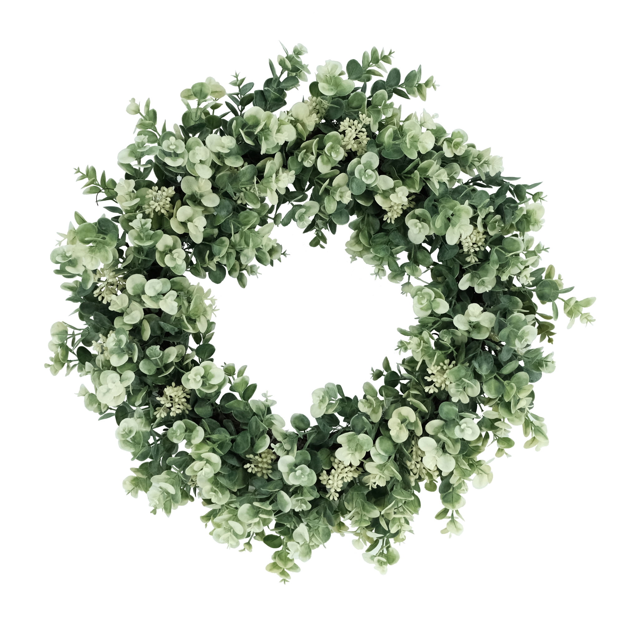 CC Christmas Decor Variegated Eucalyptus Artificial Spring Floral Wreath - 24" - Green
