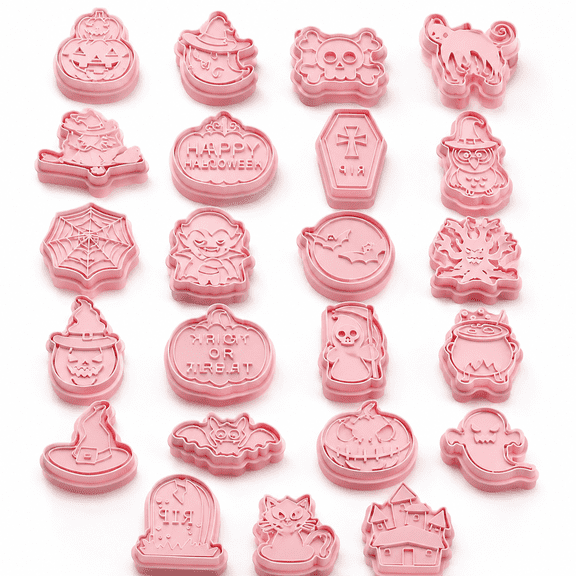 24 Shapes Cookies Embossing Mold And Plastic Diy 3d Raised Design For Frosting Decoration Day Of The Dead Decorations Baking