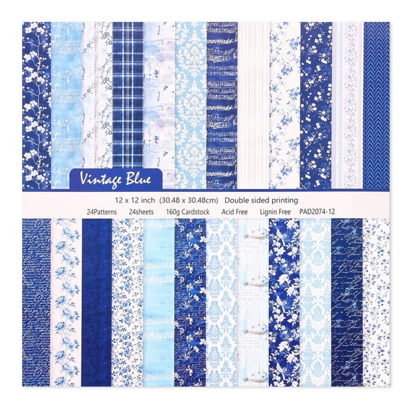 24 Sheet Aesthetic Scrapbook Paper Soft Color Pattern Paper Double Sided Printing for DIY Card Making Scrapbook Wedding Photo Album Home Decor 12 x 12 Inch