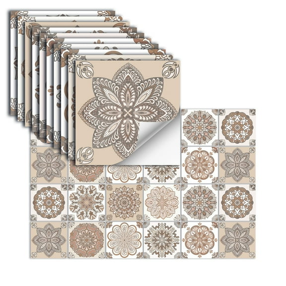 24-Sheet Moroccan Style Peel and Stick Wallpaper, Self Adhesive Wall Tiles Waterproof PVC Stick on Backsplash Decorative Tiles Stickers for Kitchen Bathroom (4" or 5.91" )