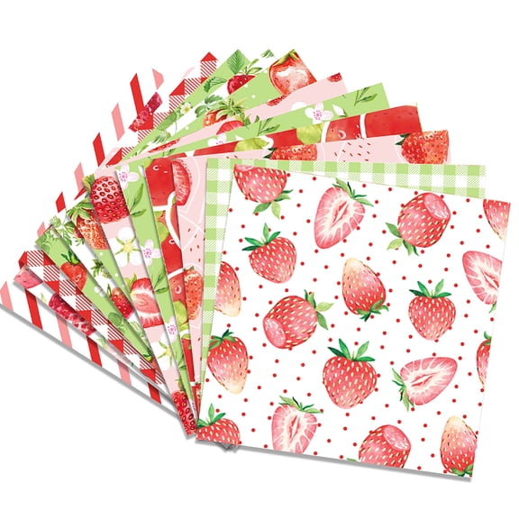 24 Sheets 12 Styles Strawberry Scrapbook Paper Pad 5.98x5.98inch Fruits Single-Sided Decoupage Papers Decorative Background Supplies