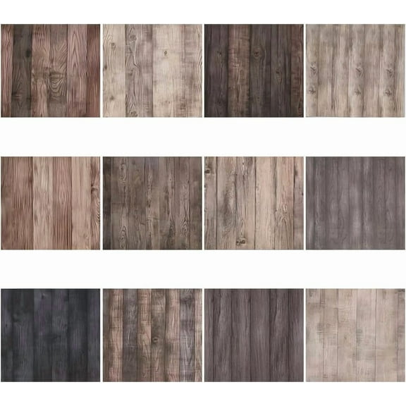 24 Sheets 12 Styles Wood Texture Scrapbook Paper Pad 6 Inch Decorative Vintage Printing Junk Journal Cardstock Background Paper Supplies
