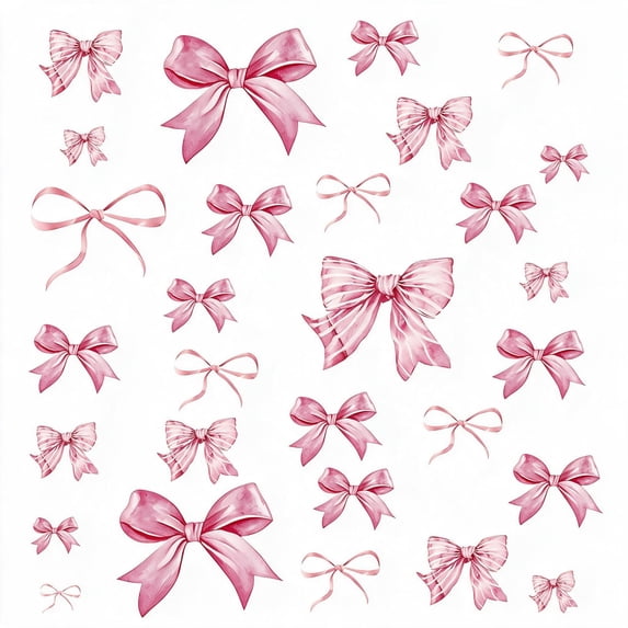 24 Sheets 138 Pcs Bow Wall Stickers, Boho‑Style Pink PVC Self‑Adhesive ...