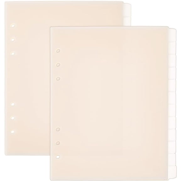 24 Sheets 6 Hole A5 Beige Binder Dividers 12 Tab Binder Dividers Plastic Discbound Notebook Index Divider Beige Binder Dividers for Planner Notebook Loose Leaf Binders Colorful
