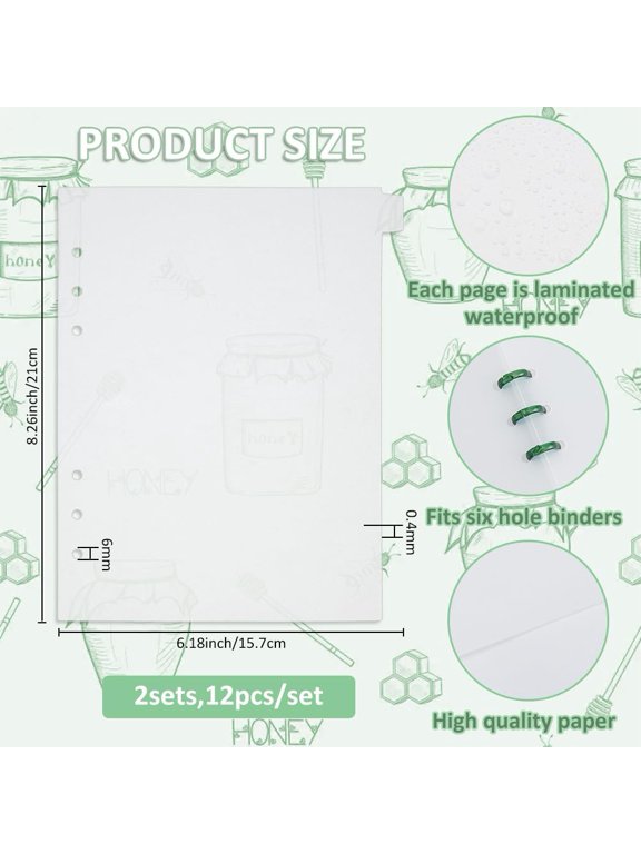 24 Sheets 6 Ring A5 Clear Binder Dividers 12 Tab Clear Binder Dividers PP Binder Dividers Plastic Discbound Notebook Index Divider for Planner Notebook Loose Leaf Binders