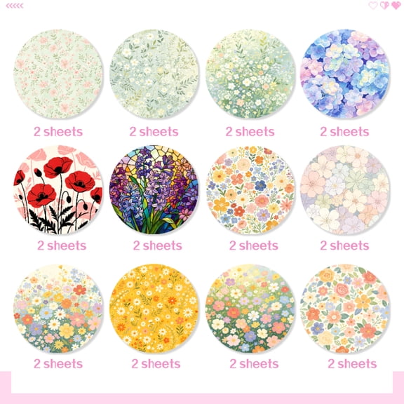 24 Sheets 6x6 Inch Eco-Friendly Floral Journal Paper, Recyclable Material Flower Pattern Paper for DIY Cutting, Decoration, Journaling
