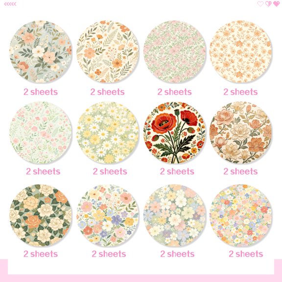 24 Sheets 6x6 Inch Fall Floral Journal Paper, Warm Autumn Flower Pattern Paper for DIY Cutting, Decoration, Card Making