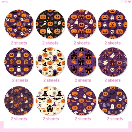 24 Sheets 6x6 Inch Halloween Skull Pattern Craft Paper, DIY Cutting Paper for Decoration, Origami, Handmade Projects