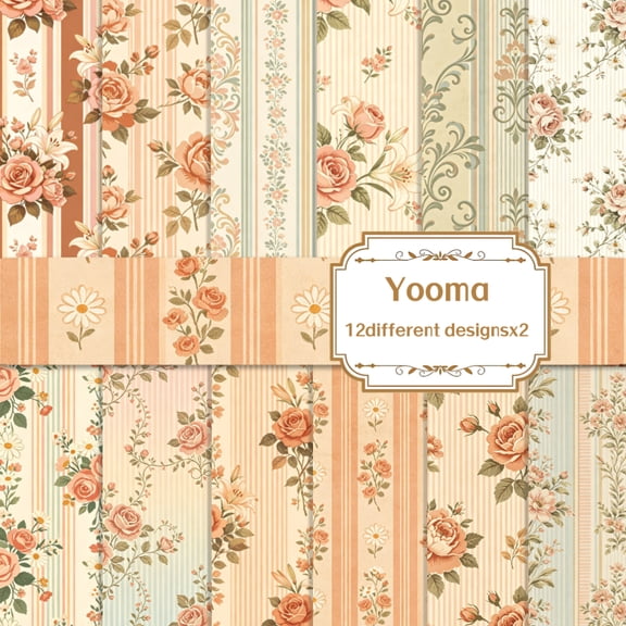 24 Sheets 6x6 Inch Handmade Floral Decorative Paper, Watercolor Art Paper for Scrapbooking Journal DIY Projects
