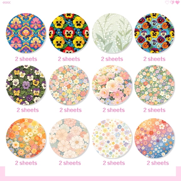 24 Sheets 6x6 Inch Heavy Duty Floral Journal Paper, Thick Sturdy Flower Pattern Paper for DIY Cutting, Decoration, Card Making