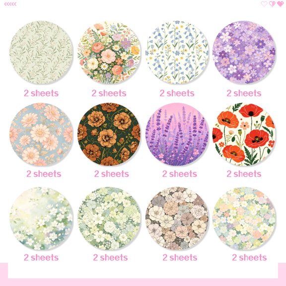 24 Sheets 6x6 Inch Rose Floral Journal Paper, Romantic Rose Pattern Paper for DIY Cutting, Decoration, Card Making
