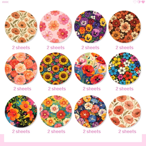24 Sheets 6x6 Inch Shabby Chic Floral Journal Paper, Distressed Flower Pattern Paper for DIY Cutting, Decoration, Scrapbooking