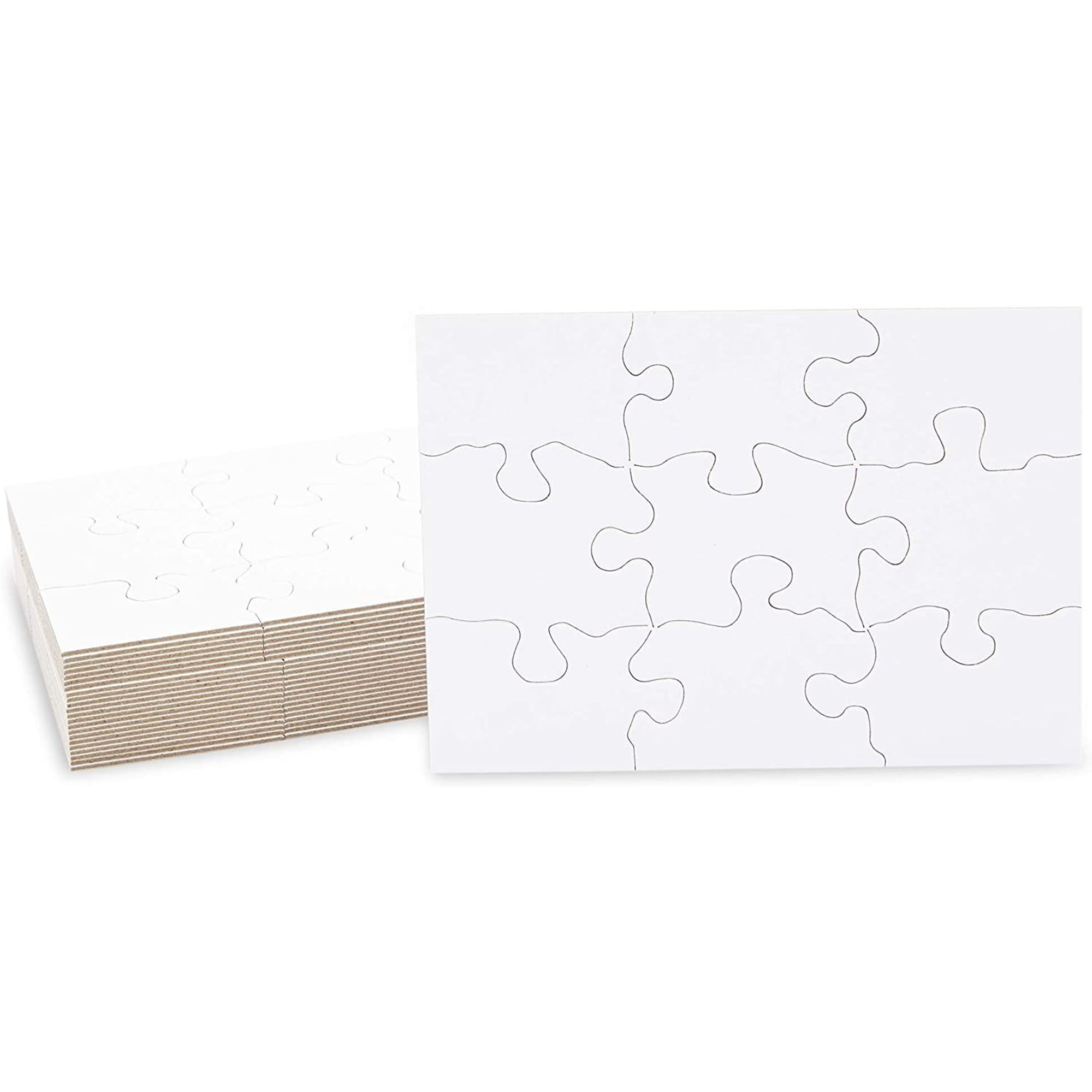 Blank Jigsaw Puzzle 9 pieces. Simple line art style for printing