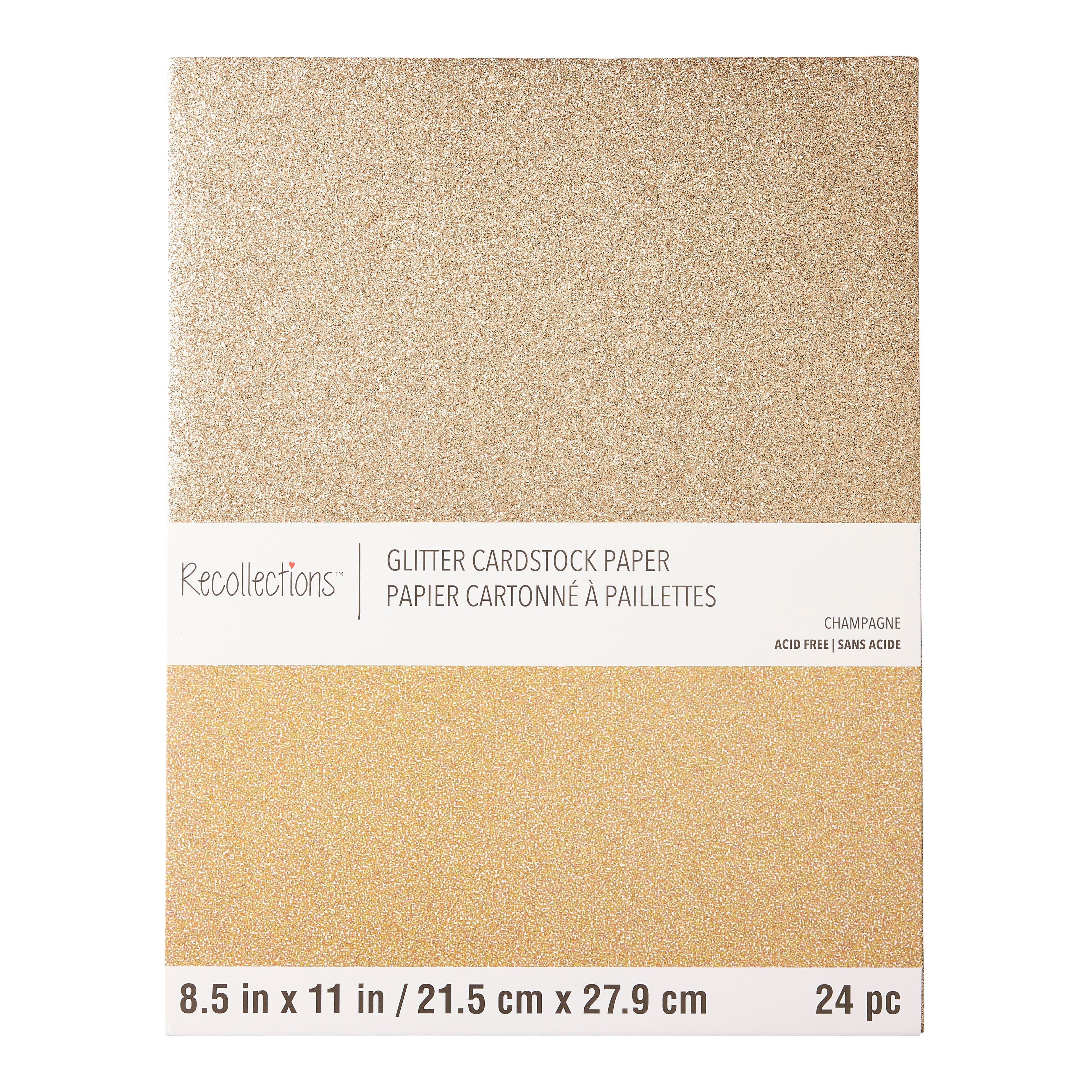 24 Sheets Champagne Glitter 8.5â€ x 11â€ Cardstock Paper by Recollections - Acid and Lignin Free Paper for Scrapbooks - Arts & Crafts - 1 Pack