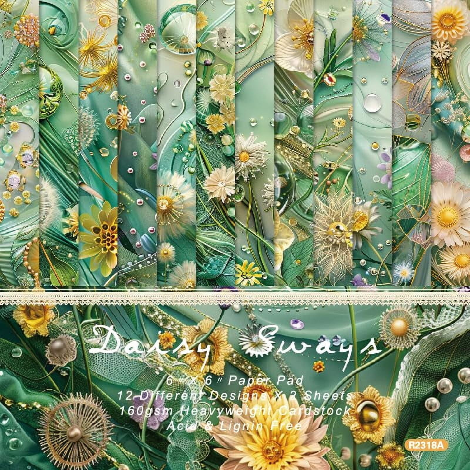 24 Sheets Daisy Scrapbook MMF7 Paper 6'' x 6'' Daisy Pattern Pad Daisy ...