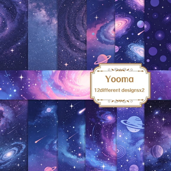 24 Sheets Galaxy Starry Sky Scrapbook Paper, 6x6 Inch Nebula Universe Decorative Paper for Journaling, DIY Crafts & Card Making