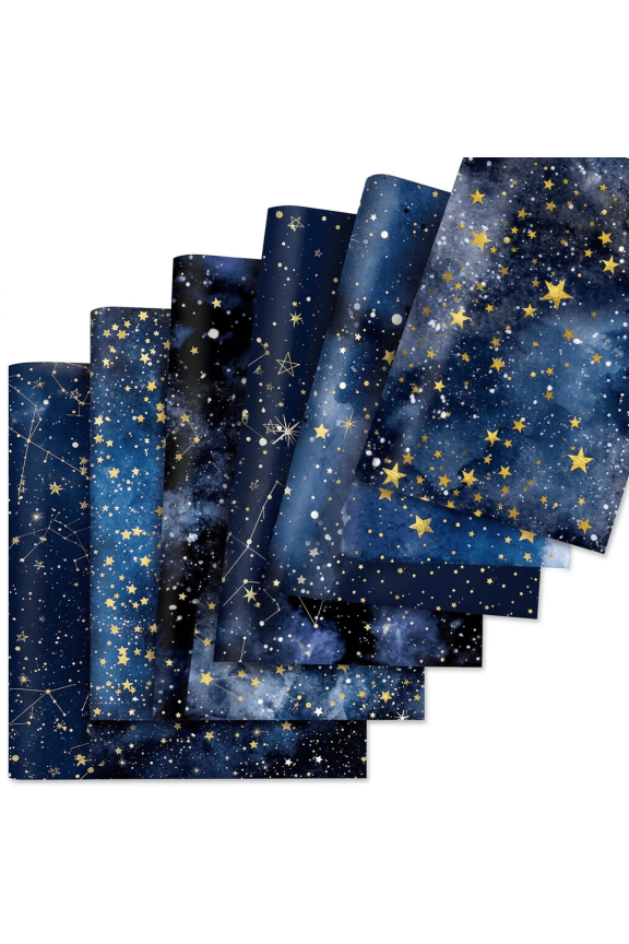 24 Sheets Galaxy Wrapping Paper 20 x 27 inch Starry Sky Blue Space Folded Flat Gift Wrap for Holidays, Birthdays, Baby Showers