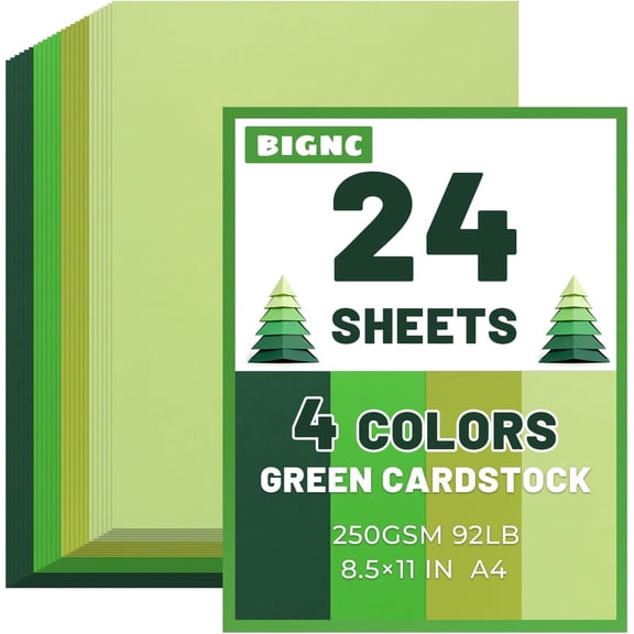 24 Sheets Green Cardstock 8.5 x 11 inches Green Construction Paper, Thick Paper Cover Card Stock for DIY Crafts