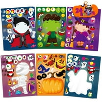 24 Sheets Halloween Stickers for Kids, Halloween Party Favors Stickers, Halloween Craft for Kids Classroom, Halloween Face Stickers for Games Activities Supplies