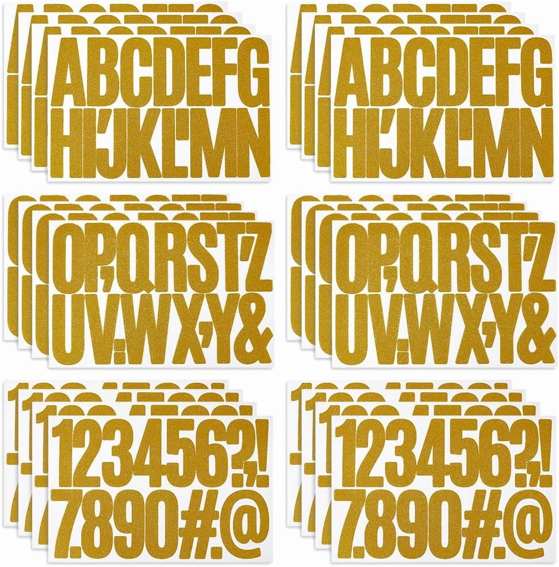 24 Sheets Large Glitter Letter Stickers Gold Alphabet Sticker 3 Inch Waterproof Self Adhesive Number Decals for Bulletin Board Mailbox Wall Home Decor Photo Album Graduation Caps Art Crafts Gold DIY