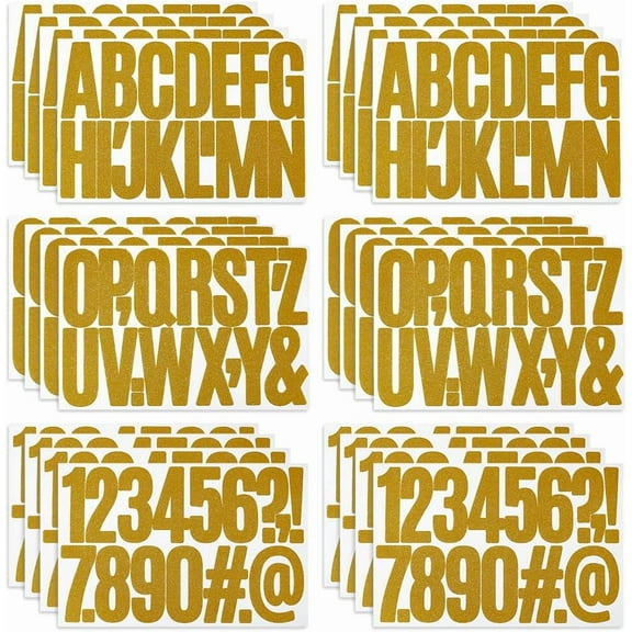 24 Sheets Large Glitter Letter Stickers Gold Alphabet Sticker 3 Inch Waterproof Self Adhesive Number Decals for Bulletin Board Mailbox Wall Home Decor Photo Album Graduation Caps Art Crafts Gold DIY