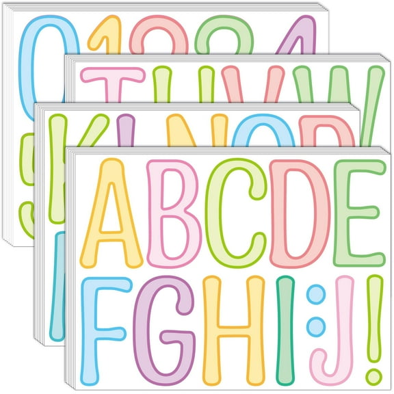 Neasyth 24 Sheets Large Letter Stickers 4 in 306 PCS Colorful Alphabet Number Stickers Diy for Poster Bulletin Boards