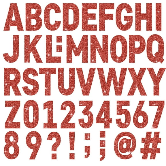 Neasyth 24 Sheets Large Letter Stickers 4 Inch Glitter Alphabet Number Stickers for Mailbox Bulletin Board Crafts Red