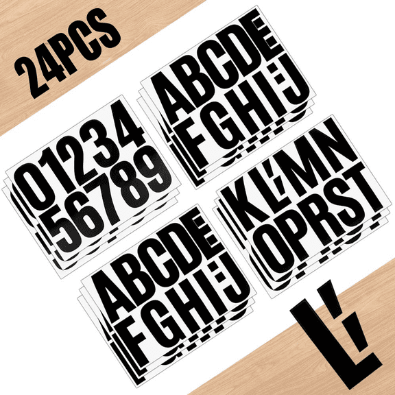 24 Sheets Letter Number Vinyl Stickers Self Adhesive Decals for Mailbox Car Window Door Home Signs