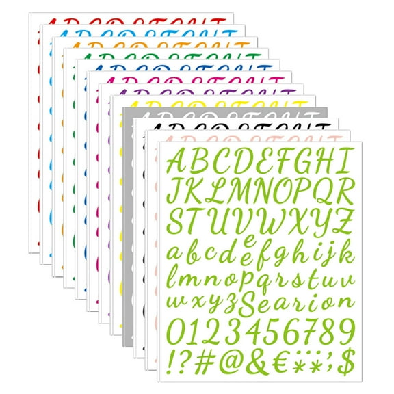 24 Sheets Letters Numbers Kit,Self Adhesive Cursive Alphabet Letter Sticker, DIY Number Letter Decal Script Pantry Labels for Office,Mailbox,Kitchen,Signs,Home