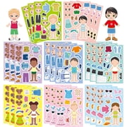 24 Sheets Make a Face and Dress up Stickers for Kids, DIY Create Your Own Stickers Kit, Preschool Crafts, Party Favors, Birthday Gifts for Toddlers, Girls, Boys
